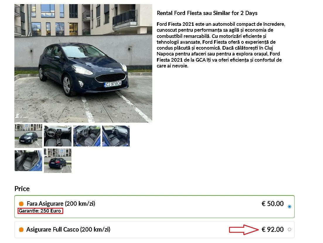 Selectează asigurarea Full Casco SCDW pentru opțiunea fără garanție